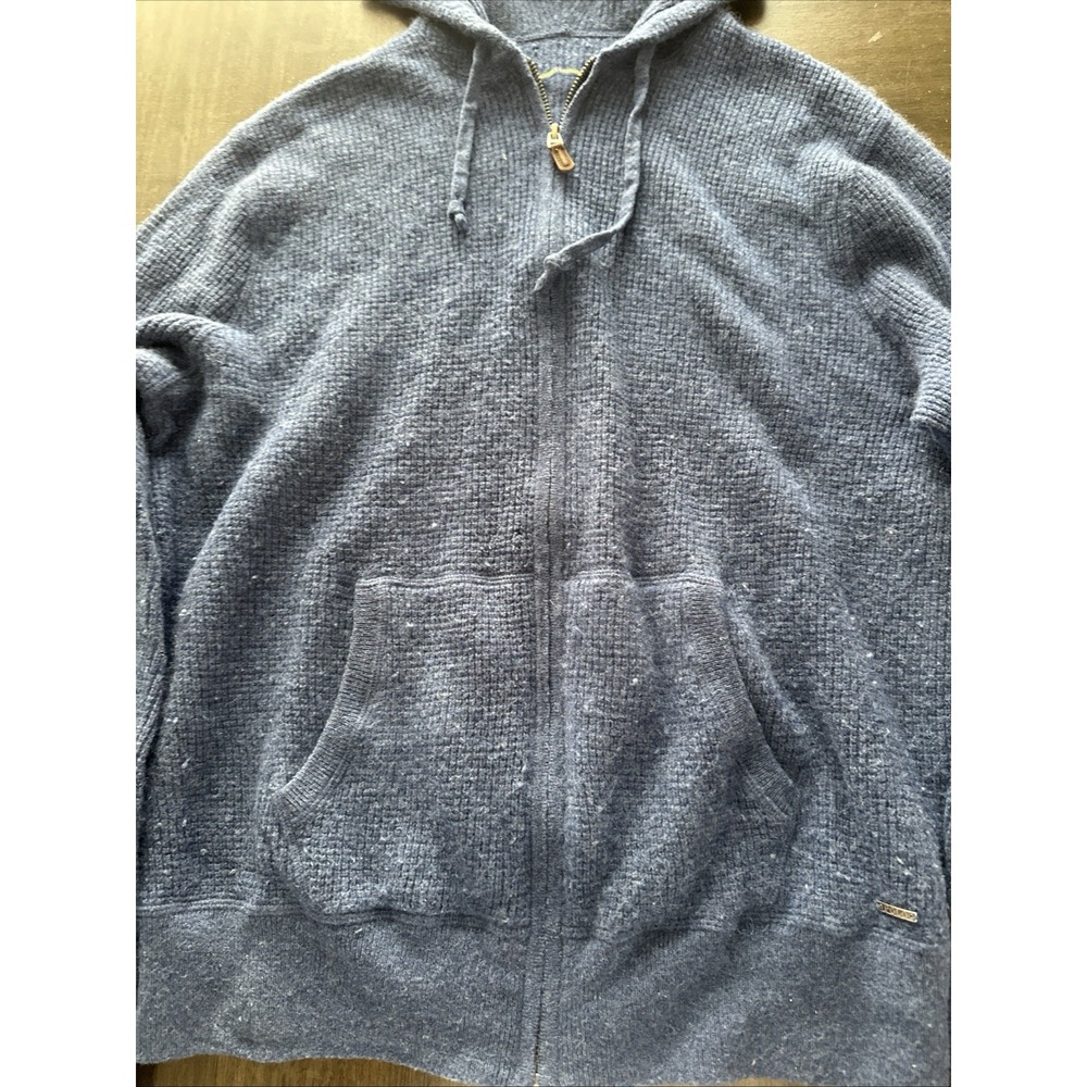 Polo Ralph Lauren 100% Cashmere Full Zip Hoodie Knit Sweater Blue Men's Size M - Picture 5 of 7